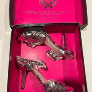 Vince Camuto Silver Stiletto Heels Strappy Design